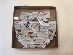 New Mud Pie Bloomer And Headband Set Mermaid Print 6-12 Months - Picture 1 of 4