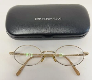Vintage GIORGIO ARMANI EMPORIO Gold Tone Wire Glasses Frame & Case ONLY - Picture 1 of 14