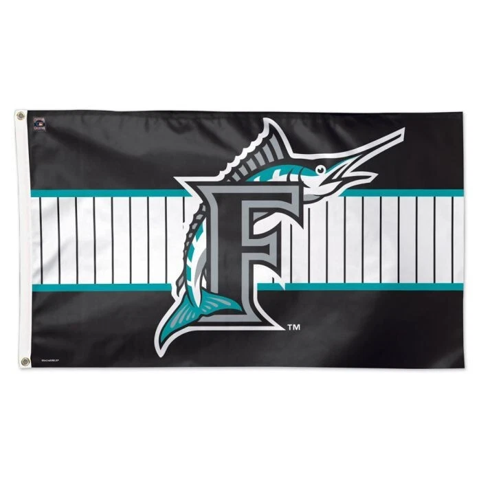 Miami Marlins MLB Throwback Black Deluxe 3' x 5' Flag Wincraft - Image 1 of 1