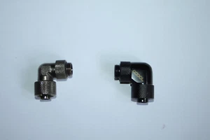 G1/4" Matte Black 90 Degree Rotary Adapters x 2- Used - Picture 1 of 2