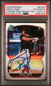 2023 Bowman Chrome Druw Jones Refractor /499 Auto PSA 10 - Foto 1 di 2