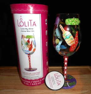 LOLITA 2022 MY WINE OPEN BEFORE CHRISTMAS HANDBEMALT 15 OZ. WEINGLAS NEU - Bild 1 von 11