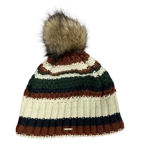 LL BEAN Wicked Cómodo Nudo Pom Sombrero Imitación Piel Vellón Interior Invierno Blanco Verde - Imagen 1 de 10
