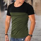 T Shirt Top Activewear Blouse Mens Muscle Round Neck Short Sleeve Slim Fit