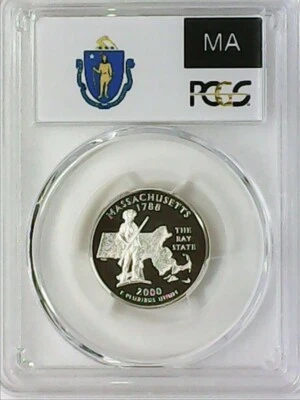 2000-S 25C State Quarter Massachusetts PCGS PR69 DCAM 90% Silver 22loor0507 - Image 1 of 4