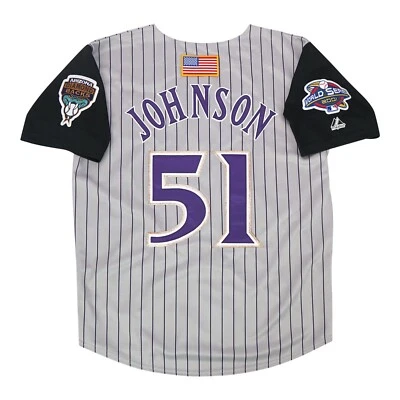 Randy Johnson 2001 Arizona Diamondbacks Grey Road World Series Men's Jersey - Image 1 of 4