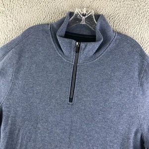 Neu mit Etikett Mack Weldon Prime Baumwollpullover mit halbem Reißverschluss für Herren Large blau Reißverschlusstaschen - Bild 1 von 15