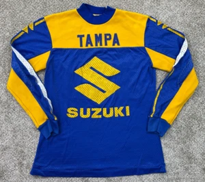 Suzuki Jersey Men's Small Moto-X BMX Blue Yellow Motocross Racing VINTAGE 1970's - Picture 1 of 9