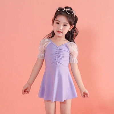 Niñas Traje de baño de una pieza Niños Traje de baño con volantes Sin mangas Vestido de baño Piscina Foto 1 de 4