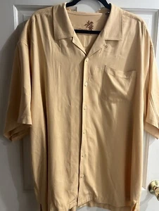 Men's Tommy Bahama XLX/TGT 100% Silk Short Sleeve Button Camp Shirt Yellow# 6453 - Picture 1 of 7