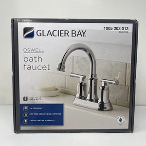 Glacier Bay Oswell 4 in. Centerset 2 Handle High-Arc Bathroom Faucet Chrome - Picture 1 of 11