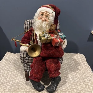 Vintage Jaqueline Kent Santa In Chair 2002 Feet Hands Face Hand Sculptured - Picture 1 of 19