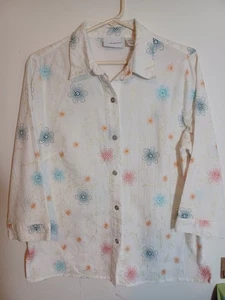 Alfred Dunner Damen Bluse Oberteil mit Knopfleiste 3/4-Arm mehrfarbig geblümt Gr. 10 - Bild 1 von 7