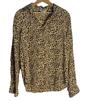 Lord & Taylor 100% шелк леопард печать длинным рукавом французские манжеты блузка женщин 8 - Изображение 1 из 4