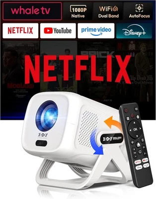 Xgody Compatible with Netflix & Auto Focus Smart Mini Projector with WiFi and Bl - Image 1 of 4