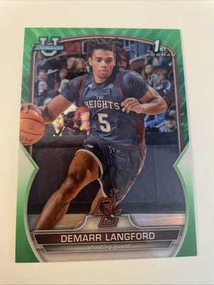 Demarr Langford - 2022 Bowman U Chrome - Green Lava Refractor /99 - BC Eagles - Image 1 of 2