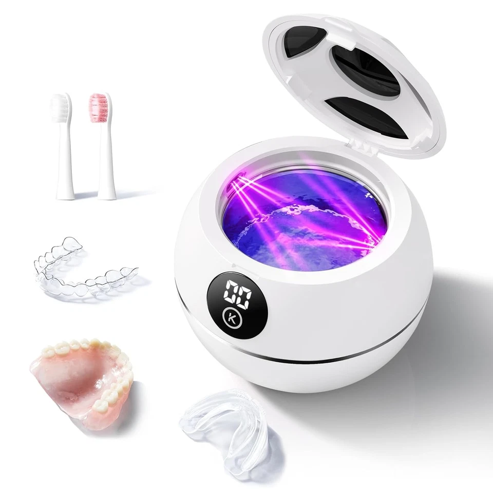 Máquina limpiadora de retenedor ultrasónico 45KHz, limpiador de dentaduras 230ML para retenedor, Foto 1 de 4