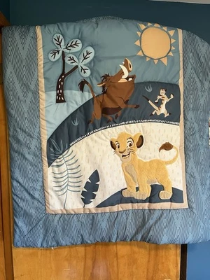 Disney Baby Lion King Adventure Blue 3-Piece Crib Bedding Set + 2 Valences *READ - Image 1 of 4