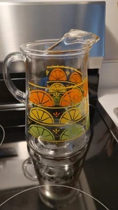 LIBBEY GLASS PITCHER CITRUS FRUIT MID CENTURY MODERN - Picture 1 of 7