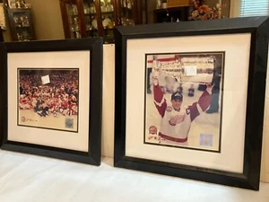 LOT OF 2 NHL HOCKEY DETROIT RED WINGS STANLEY CUP CHAMPIONS 8X10 PHOTOS FRAME - Picture 1 of 6