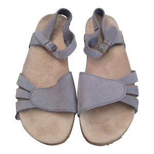 LL Bean Suede Sandals women's size 38 (size 7) blue strappy ankle strap - Picture 1 of 8