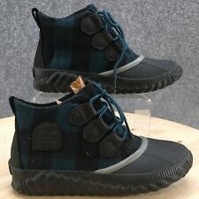Sorel Duck Boots Womens 6.5 Out N About Plus Rain Blue Plaid Ankle NL3931-010