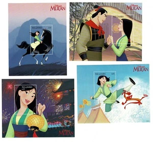 WOOW Walt Disney Mulan 4 bloques stamps Gambia sellos Disney - Imagen 1 de 1