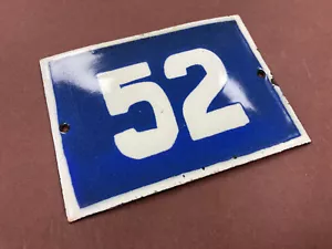 ANTIK VINTAGE EUROPÄISCHES EMAILLESCHILD HAUSNUMMER 52 TÜR TORSCHILD 1960ERer - Bild 1 von 5
