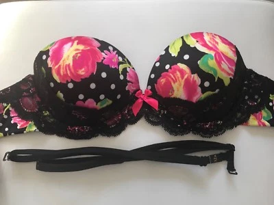 Victoria's Secret Multicolor Floral Very Sexy Strapless Push Up Bra 32B Straps - Image 1 of 4