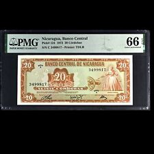 Banco Central de Nicaragua 20 Cordobas 1972 PMG 66 UNC EPQ TOP POP 1/8 P-124