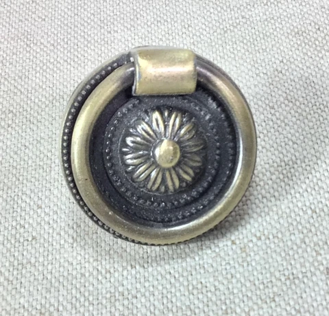 Vintage Round Ring Pull w/ Backplate Bronze Cabinet Drawer Furniture Lot of 1 Cover