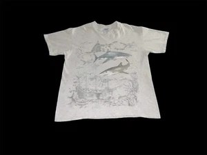 Vintage Key Largo Florida Sharks Double Sided Graphic T Shirt Size L 23x29 - Picture 1 of 5
