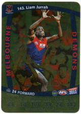 2011 AFL TEAMCOACH GOLD PREMIUM PARALLEL CARD - 143 Liam JURRAH (MELBOURNE)
