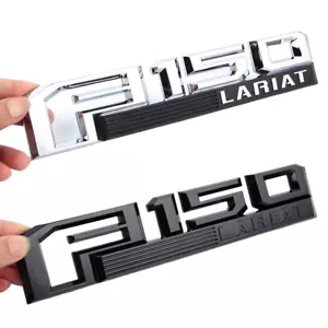 2Pc Fits 15-18 F-1-5-0 Lariat Emblem Side Fender Badges Nameplate Black New - Bild 1 von 6