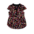 ATTENTION Cap Sleeve Smock Womens M Floral Print on Black