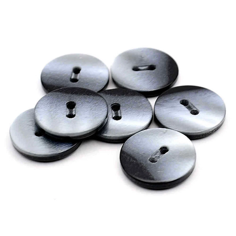 GLOSSY BLACK with GREY SILVER PEARLESCENT TONES 2 HOLE BUTTONS 18mm 20mm - Image 1 of 1