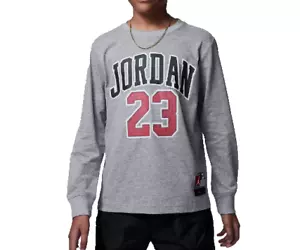 Air Jordan Long Sleeve Big Boys Boys Large Jumpman Flight 23 Graphic Tee Grey - Picture 1 of 6