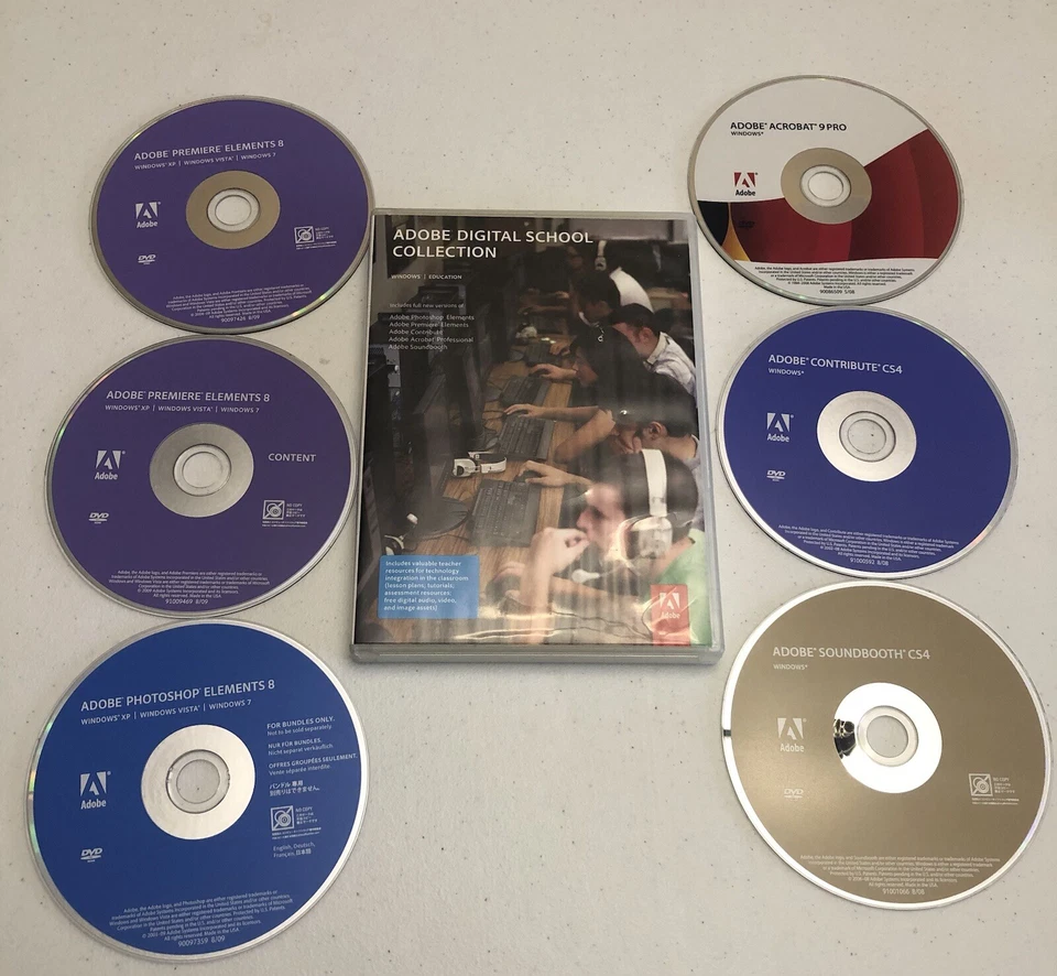 Adobe Digital School Collection Premiere Elements 8 Acrobat 9 Pro Contribute CS4 - Image 1 of 4