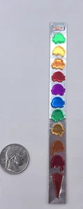 Vintage 80's Cardesign Toots Rainbow Lots of Cones Ice Cream Foil Sticker Strip - Picture 1 of 5