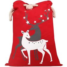 TRIXES Grande borsa per calze natalizie in tela rossa perfetta per regali di ...