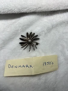 "Pin moderno danés vintage John Lauritzen DINAMARCA 925 esterlina 1,5"" x 1,5"" floral" - Imagen 1 de 4