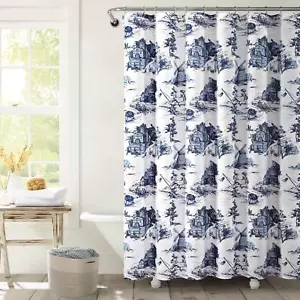 Lush Decor French Country Toile Shower Curtain 72 x 72 White & Blue - Picture 1 of 7