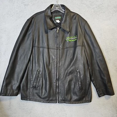 Chaqueta de moto Arctic Cat The Race bordada de cuero negra para hombre talla L Foto 1 de 4