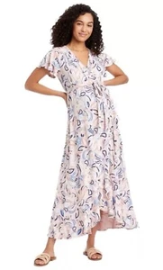 Ingrid & Isabel Maternity S Small Dress Pink Floral Flutter Short Sleeve Knit - Picture 1 of 2