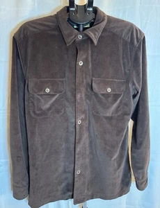 TRUE GRIT DRY GOODS Mens Brown LUXE EMBSD SOR Long Sleeve Shirt Sz M Faux Suede - Picture 1 of 10