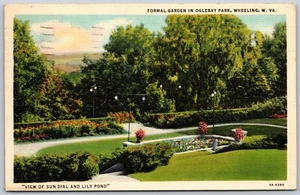 Postal Rueda WV Jardín Formal en Oglebay Park Vista del Reloj de Sol Lily Pond - Imagen 1 de 2