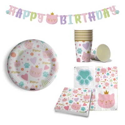 Maverick 53 pezzi Set per Feste di Compleanno tema Gattini per bambine. prodo... - Immagine 1 di 4