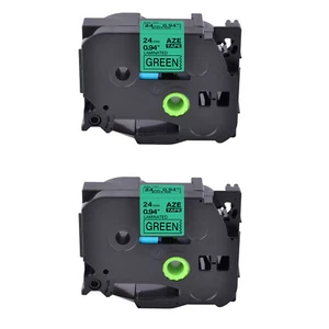 2PK 1" Compatible with Brother TZ-751 TZe-751 Black on Green Label Tape P-Touch - Picture 1 of 8