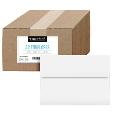 A2 White Invitation Envelopes (4 3/8" x 5 3/4") Fits 4.25 x 5.5 Inch Invitati... - Image 1 of 4
