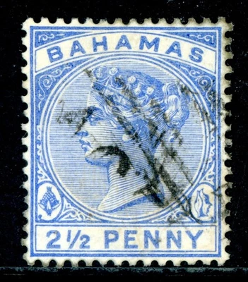 Bahamas 1884 QV 2½p Ultramarine Wmk CCA Perf 14 Scott #28v INVERT WMK VFU I228 - Image 1 of 4